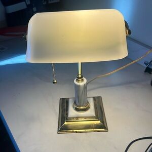 Vintage bankers lamp with marble base